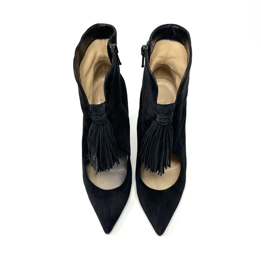 Christian Louboutin Ottocarl Black Suede Fringe Ankle Boots Booties 38.5 8.5 - Picture 7 of 14